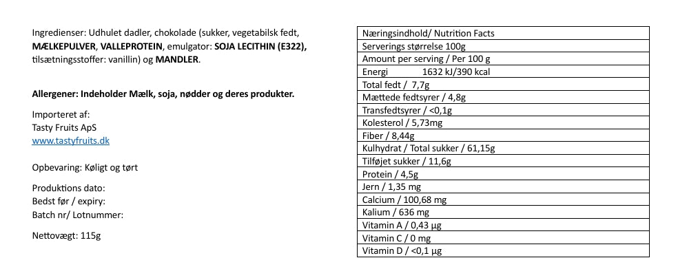 Hvid Chokolade Dadler m. Mandel