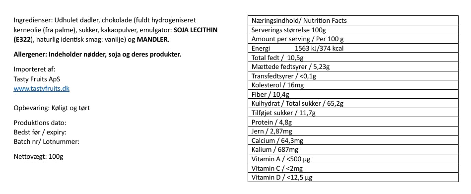 Mørk chokolade dadler